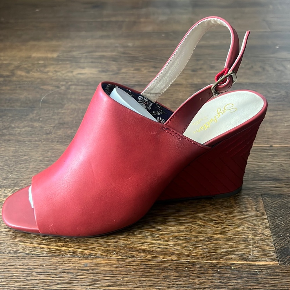 Seychelles Red Leather Wedges